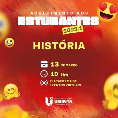 Acolhida aos alunos do curso de História do semestre 2023.1