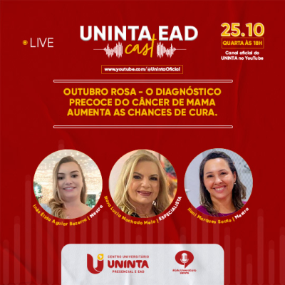 Outubro Rosa -  O diagnóstico precoce do Câncer de Mama aumenta as chances de cura.